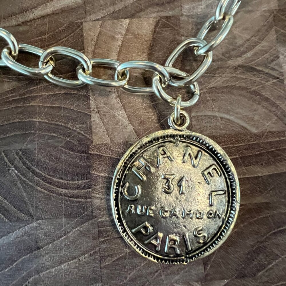 YOCHI Gold Designer Coin Charm Necklace - Picture 2 of 2